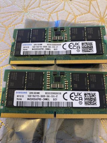  2 x 16GB Samsung DDR5 so dimm geheugen 262Pins ZGAN beschikbaar voor biedingen