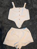 Linnen H&M setje beige met krijtstreepje mt 128, Meisje, H&M, Ophalen of Verzenden, Zo goed als nieuw