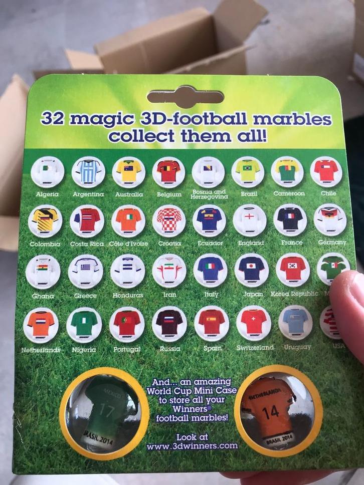 Partij voetbal knikkers (24x2 st, Winners 2014 WK), Kinderen en Baby's, Speelgoed | Buiten | Los speelgoed, Nieuw, Ophalen of Verzenden