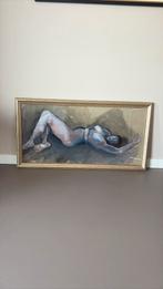 Mooi ingelijst schilderij van liggende vrouw, Antiek en Kunst, Ophalen