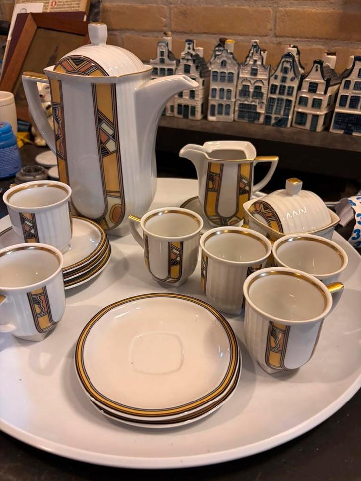Prachtig Art Deco koffieservies van Studio Carlsbad,, Antiek en Kunst, Antiek | Servies compleet, Ophalen of Verzenden