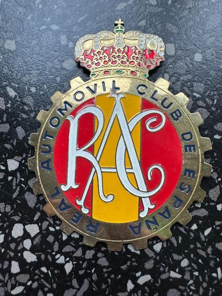RAC Real Automovil Club De Espana embleem tbv Oldtimer auto, Verzamelen, Merken en Reclamevoorwerpen, Gebruikt, Gebruiksvoorwerp
