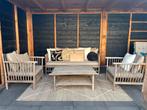 Exotan loungeset bank, 2 fauteuils en salontafel, Tuin en Terras, Ophalen, 5 zitplaatsen, Gebruikt, Rotan
