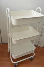 Ikea rolkast wit Wieltjes Trolley Råskog/Norrave Metaal, Ophalen, Zo goed als nieuw