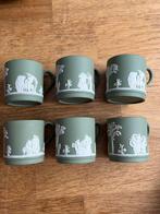 Wedgwood Jasper zachtgroen met deco 6x eapresso kop/schotel, Ophalen of Verzenden