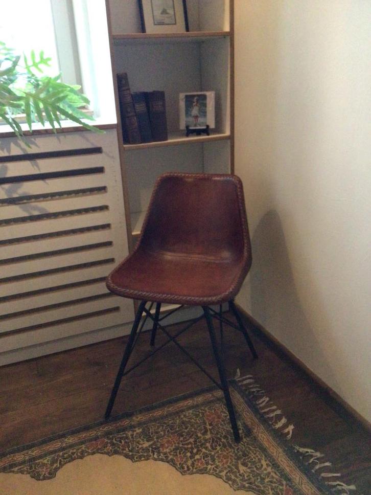 2 leren industriële Riverdale stoelen, Huis en Inrichting, Stoelen, Zo goed als nieuw, Bruin, Ophalen