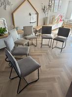 Set van 6 eetkamerstoelen – ICONE Rib, lichtgrijs & naturel, Huis en Inrichting, Stoelen, Ophalen, Gebruikt, Overige kleuren, Stof