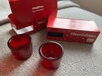 2x set 2 sfeerlichtjes - rood glas - postcode loterij, Overige materialen, Nieuw, Ophalen of Verzenden, Rood