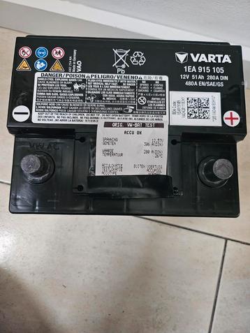 Varta  accu 51ah origineel VW, als nieuw + testrapport..... beschikbaar voor biedingen