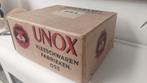 Oude unox vleeschwaren fabrieken oss kartonnen doos jaren40, Ophalen of Verzenden, Gebruikt, Verpakking