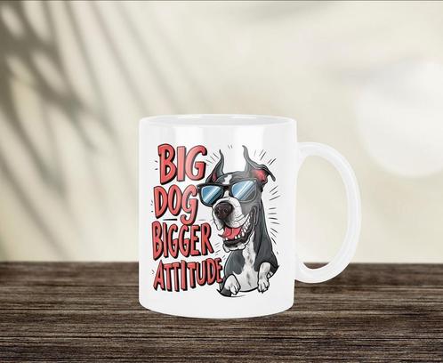 Big dog, bigger attitude Duitse Dog mok, Huis en Inrichting, Keuken | Servies, Nieuw, Kop(pen) en/of Schotel(s), Overige stijlen