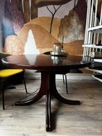 Mahonie ronde uitschuif eettafel, Huis en Inrichting, Ophalen, 50 tot 100 cm, 100 tot 150 cm, Rond