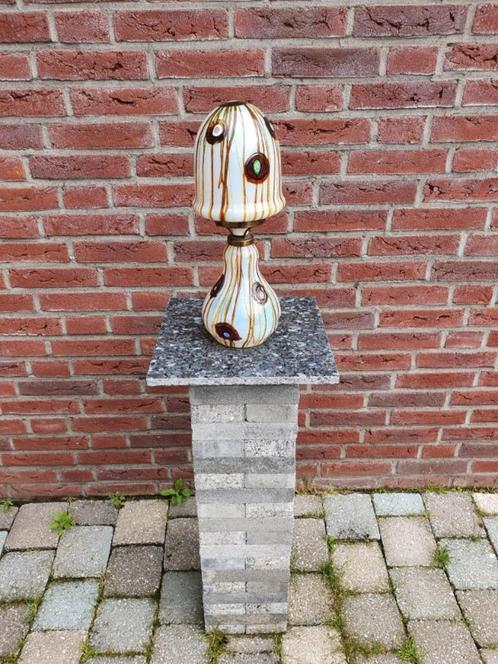 Millefiori mushroom murrine lamp tafel lamp murano italy, Huis en Inrichting, Lampen | Tafellampen, Zo goed als nieuw, Minder dan 50 cm