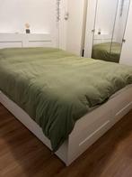 IKEA Brimnes bed + hoofdbord 160x200 cm, Huis en Inrichting, Ophalen, Gebruikt, Wit, Tweepersoons