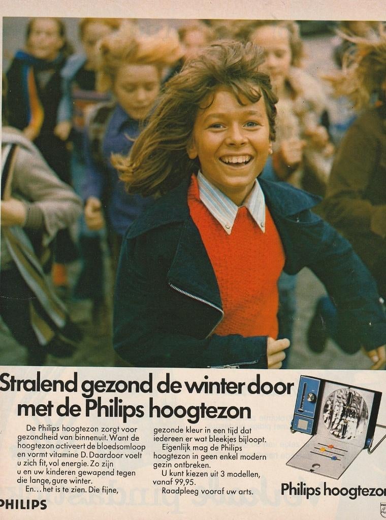 Retro reclame 1973 Philips hoogtezon stralend gezond kind, Verzamelen, Retro, Verzenden, Overige typen