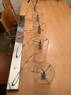 Glazen eet tafel hang lamp 5 cylinders, Gebruikt, Ophalen of Verzenden, Glas, Modern