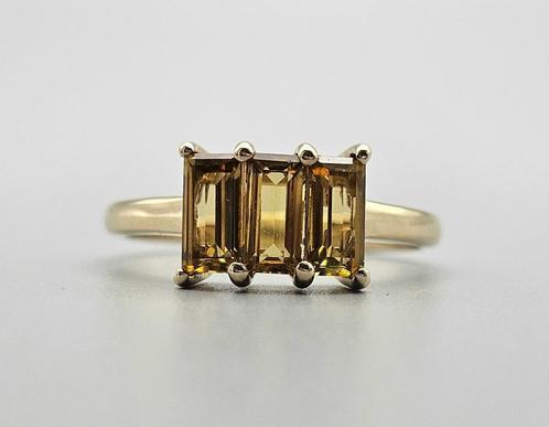 Gouden Vintage ring met edelsteen citrien. 2023/498., Antiek en Kunst, Antiek | Goud en Zilver, Goud, Ophalen of Verzenden