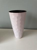 Hoge vaas beige/roze - binnenkant bruin, Gebruikt, Overige kleuren, Aardewerk of Porselein, Ophalen of Verzenden
