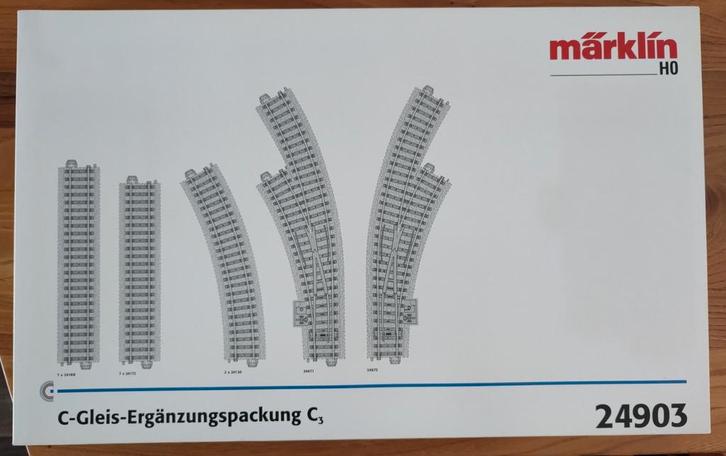 Märklin 24903 C-rails uitbreidingsset C3, Hobby en Vrije tijd, Modeltreinen | H0, Zo goed als nieuw, Rails, Wisselstroom, Märklin