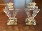Art Deco kandelaars gemerkt “Tchécoslovaquie”., Ophalen of Verzenden, Glas