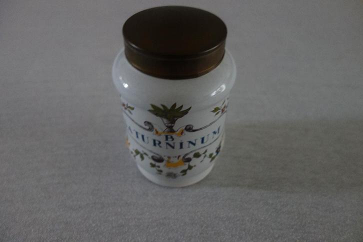 Porseleinen pot met koperen deksel apotheek, Antiek en Kunst, Antiek | Porselein, Ophalen of Verzenden