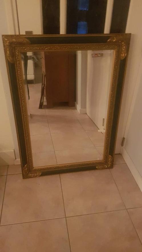 Grote spiegel met dondergroene gouden rand, Huis en Inrichting, Woonaccessoires | Spiegels, Gebruikt, 75 tot 100 cm, 100 tot 150 cm
