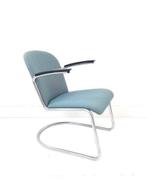 Gispen fauteuil model 413 nieuw gestoffeerd Grape blauw, Verzenden, -, -, -