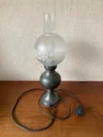 Tinnen tafellamp, Ophalen, Gebruikt, Glas, Minder dan 50 cm