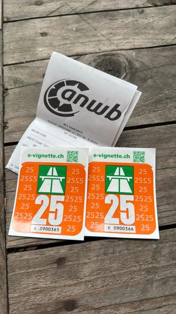 Vignet Zwitserland 2x met bon beschikbaar voor biedingen