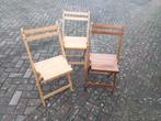 Drie jaren 50 midcentry design klapstoelen massief hout., Ophalen of Verzenden, Zo goed als nieuw, Hout