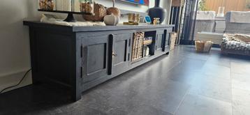 Teakhouten dressoir zwart geschilderd  220x50x50  beschikbaar voor biedingen