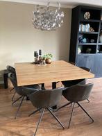 Eiken vierkante eettafel 150 x 150, Ophalen, Gebruikt, 100 tot 150 cm, Vijf personen of meer