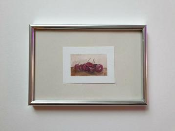 Mini tekening kersen aquarel op papier Formaat tekening 5x7
 beschikbaar voor biedingen