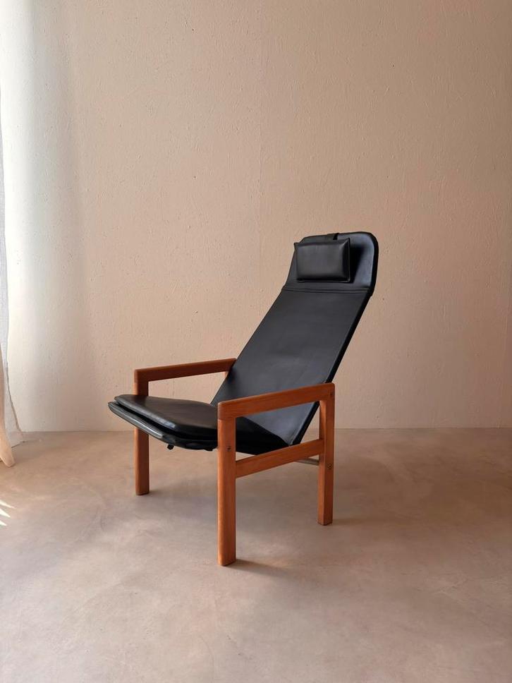 Sitinut lounge stoel Göte Göperts 1963 | Winkelbijdetijd, Huis en Inrichting, Fauteuils, Gebruikt, Hout, Leer, Metaal, Ophalen of Verzenden
