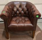 Chesterfield fauteuil, Ophalen of Verzenden, Zo goed als nieuw, 75 tot 100 cm, Leer