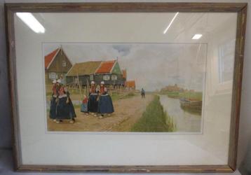 Henri Cassiers litho Hollands landschap en folklore vrouwen beschikbaar voor biedingen