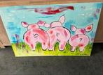 Canvas schilderij varkens 115x75cm, Ophalen, Zo goed als nieuw, Wanddecoratie