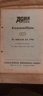 Onderdelenboek Agria Maaibalk 1700 of 2600, Info@agriaonderdelen.nl, 1611kp, Ophalen of Verzenden, Zo goed als nieuw