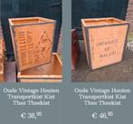 Oude vintage transportkist kist thee theekist, F, Gebruikt, 50 tot 100 cm, Ophalen of Verzenden