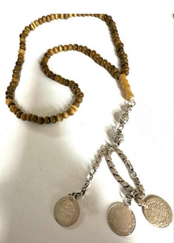 Tijgeroog Tesbih en zilveren sier kwast beschikbaar voor biedingen