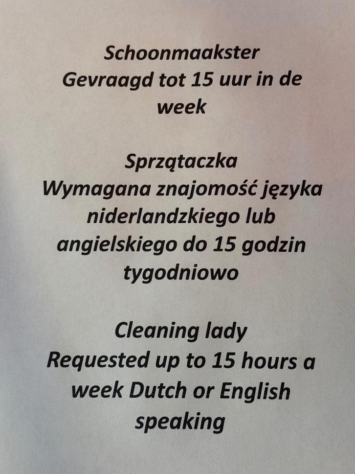 Schoonmaakster of schoonmaker gezocht, Vacatures, Vacatures | Schoonmaak en Facilitaire diensten, Overige niveaus, Overige vormen