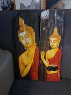 Boeddha Tekening op Houten Plank, Antiek en Kunst, Ophalen