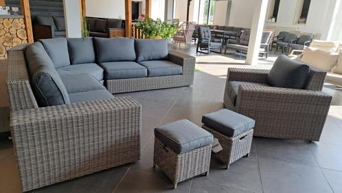 Robuuste wicker hoekloungeset, Tuin en Terras, Tuinsets en Loungesets, Zo goed als nieuw, Loungeset, Wicker, 6 zitplaatsen, Bank