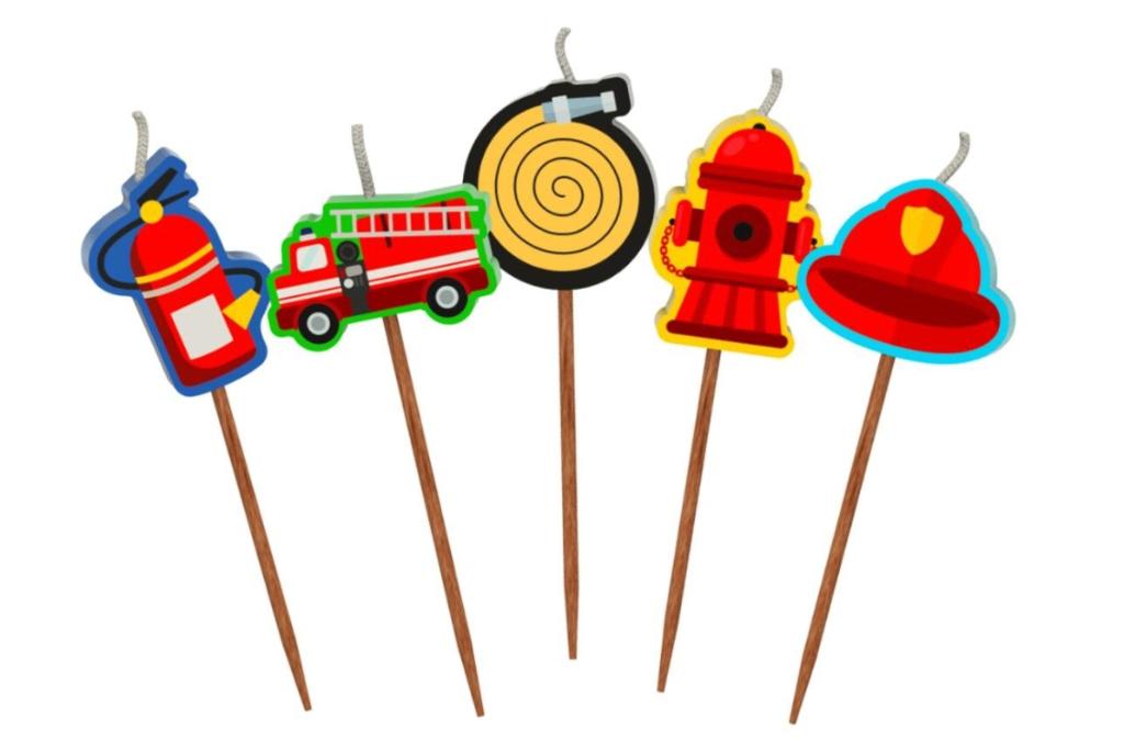 5 Brandweer verjaardag kaarsjes taart of cupcakes, Ophalen of Verzenden, Nieuw, Taarten of Cupcakes, Versiering