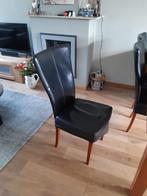 6 Eetkamerstoelen Leder Kersenkleur Poten, Huis en Inrichting, Stoelen, Ophalen, Gebruikt, Zwart, Leer