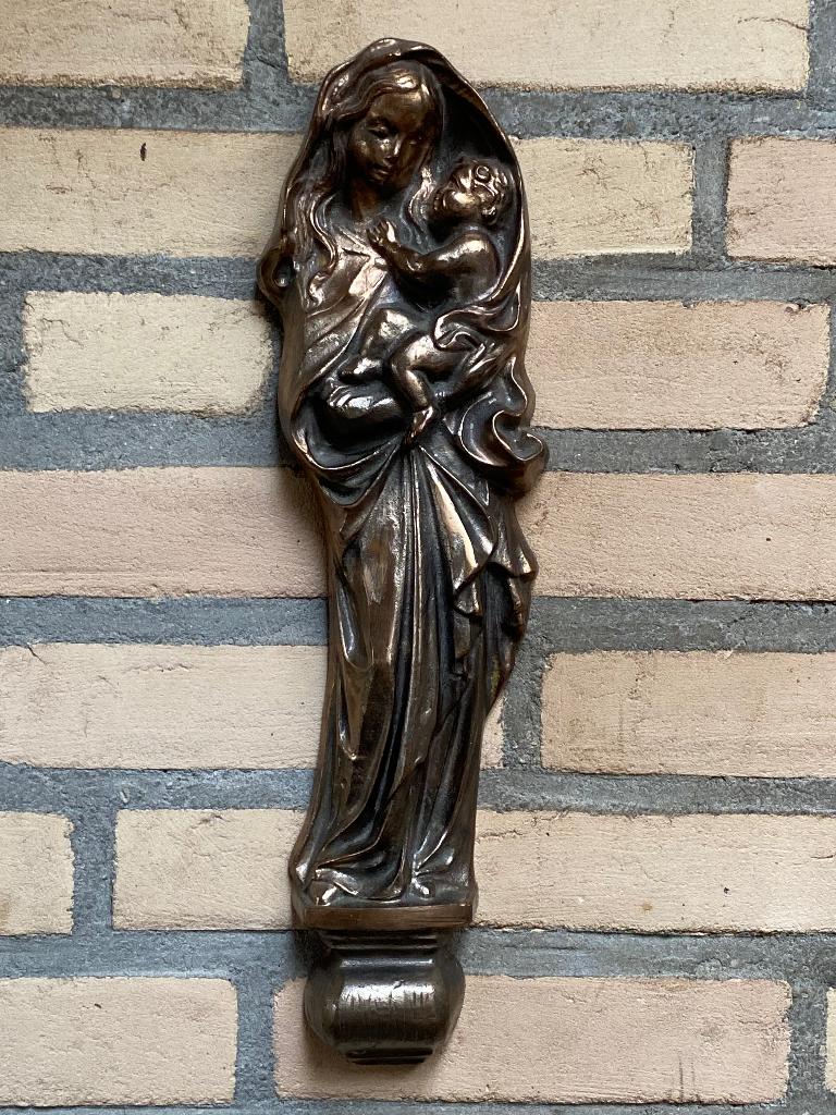 Brons Mariabeeld om op te hangen, Ophalen of Verzenden, Brons