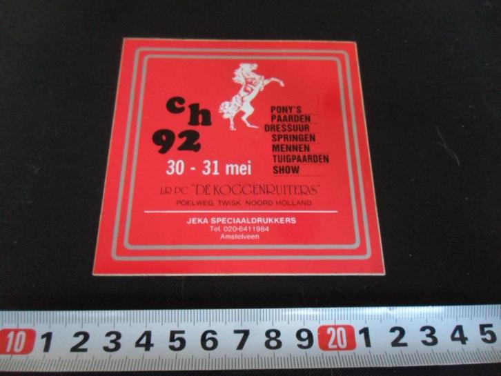 sticker CH 1992 lr pc de koggenruiters twisk paard *, Verzamelen, Stickers, Zo goed als nieuw, Bedrijf of Vereniging, Ophalen