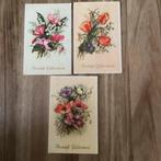 Drie oude felicitatie ansichtkaarten met bloemen, 1960 tot 1980, Ongelopen, Ophalen of Verzenden