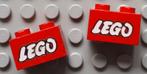 3004p50 (3) 2x red Brick 1 x 2 with LEGO Logo Open O Style, Ophalen of Verzenden, Gebruikt