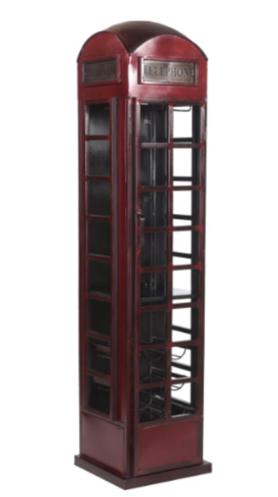 Telefooncel Bar/ Wijnkast, Huis en Inrichting, Woonaccessoires | Wijnrekken, Nieuw, 75 cm of meer, Metaal, 15 tot 25 flessen, Ophalen of Verzenden
